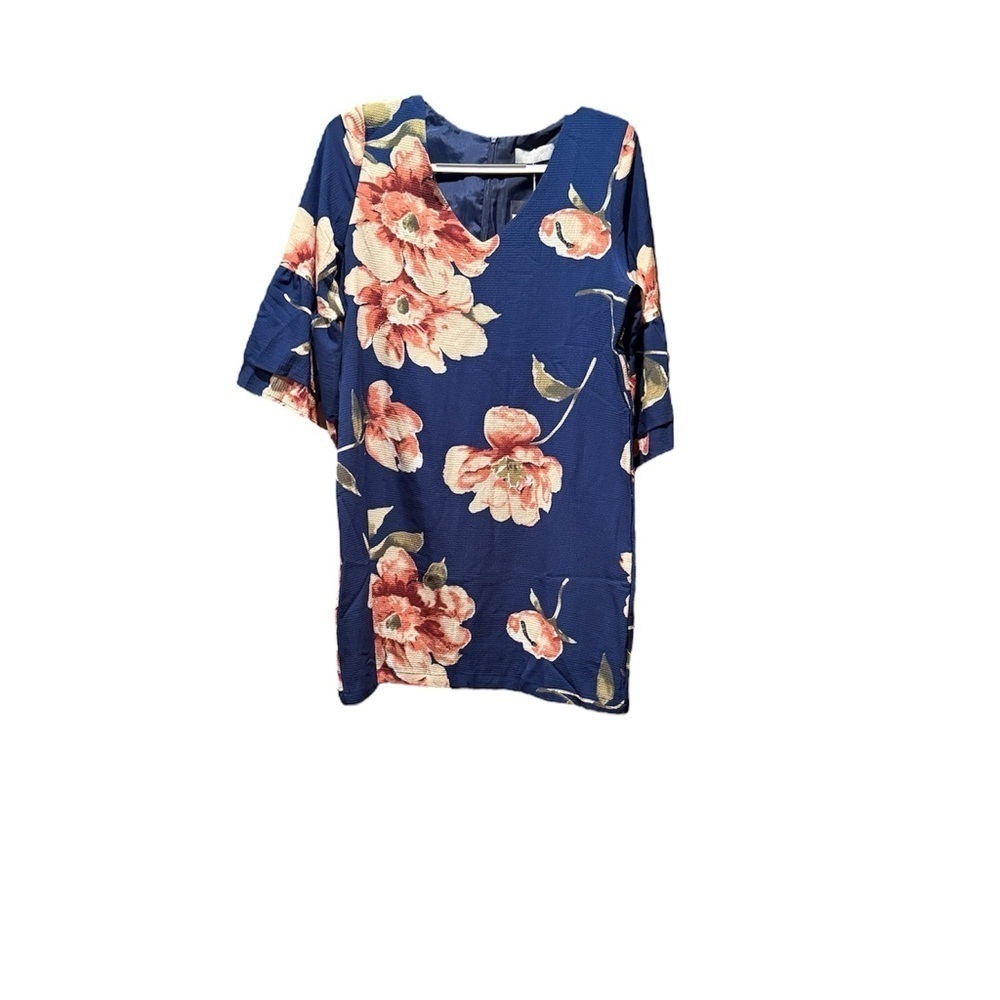 Floral Blue Shift Dress - Picture 2 of 10